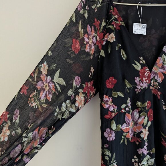 Mango MNG Floral puff-sleeve dress - Picture 9 of 12